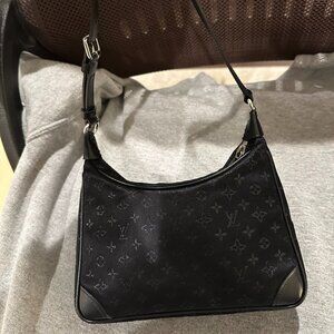 Louis Vuitton Monogram Black Satin Leather Little Boulogne Handbag